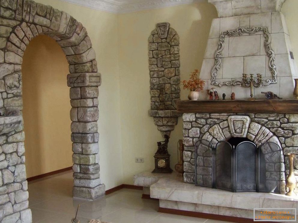 Fireplace and arch of stone