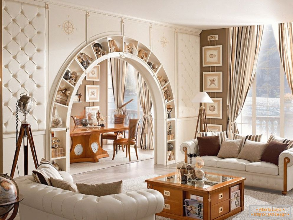 The combination of the arch with the style of the room