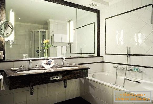 design of a bathroom with a large mirror, photo 38