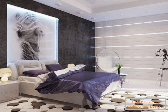 Stylish design of the bedroom of a private house with your own hands
