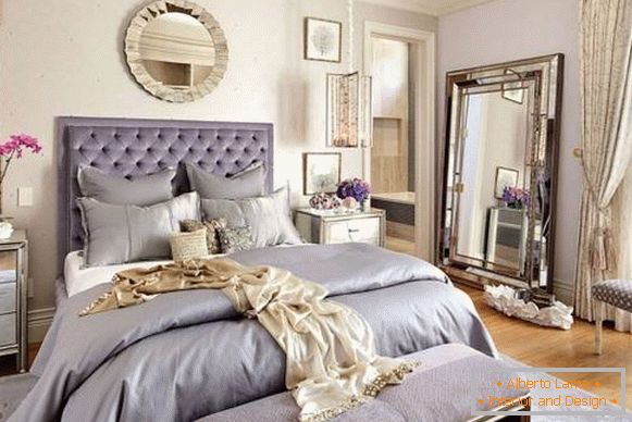 Mirrors in the design of a bedroom in a private house