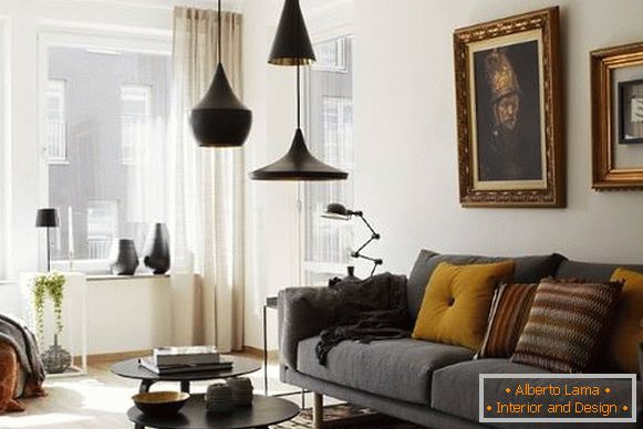 Lamps in interior design of a private house