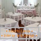 White tablecloths on tables