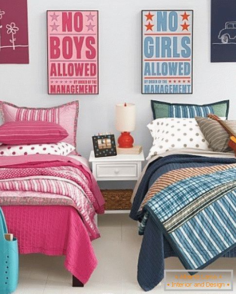 Bedroom decor for children of different sexes