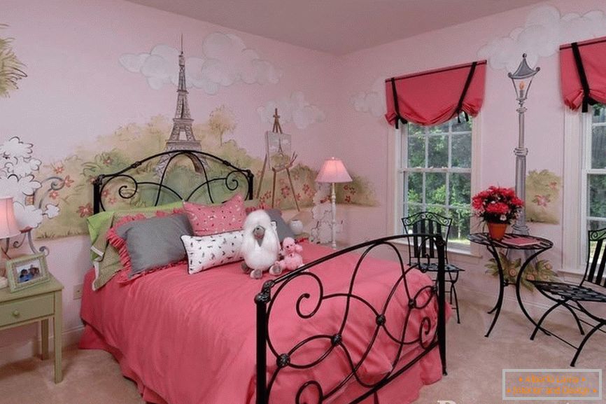 Bedroom for a girl with painted walls