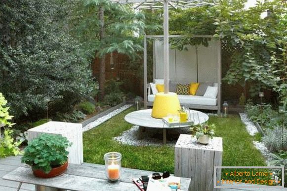 Modern design of a small courtyard of a private house