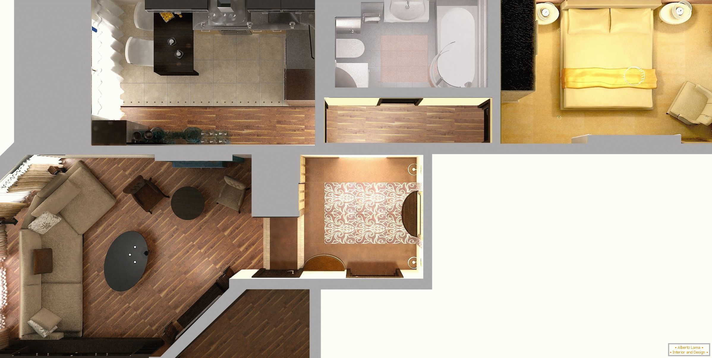 Through layout of a modern apartment