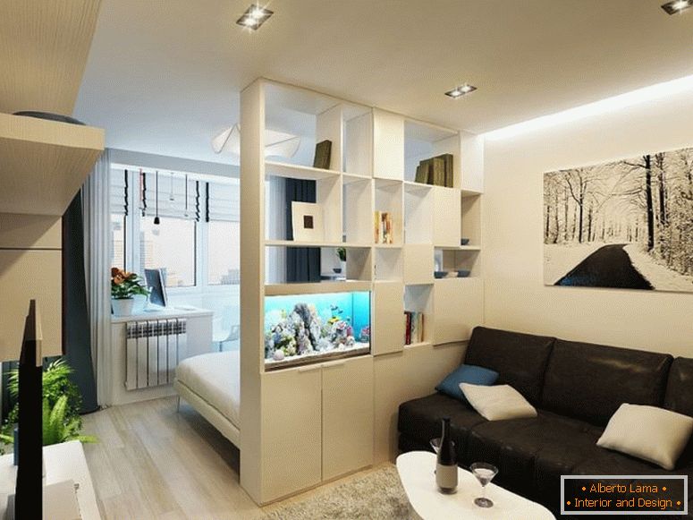 Design of a one-bedroom apartment of 54 sq.m.