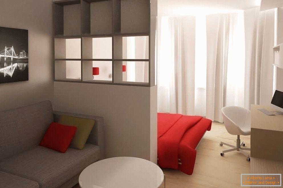 Design of bedroom and living room in one room