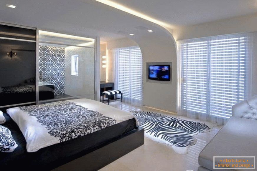 LED backlight in bedroom-living room in one room