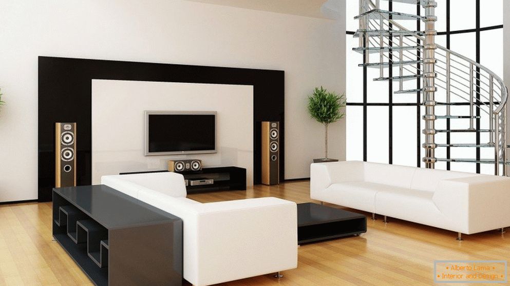 Design of the living room in the style of minimalism