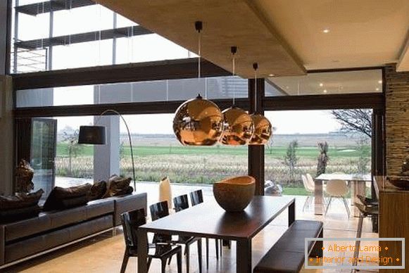 Interior design of a private house - кухня гостиная в современном стиле