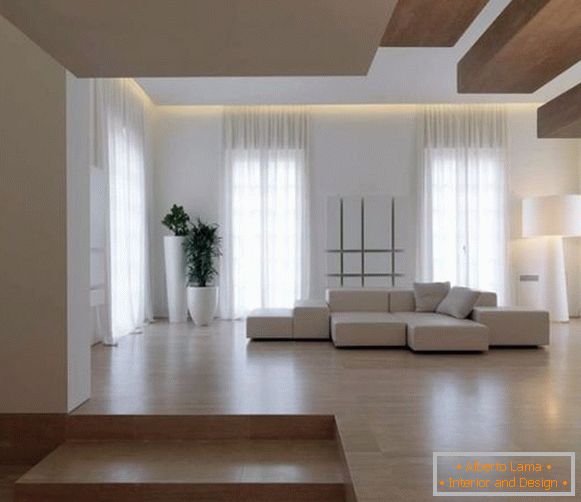 Modern design of a living room in a private or country house