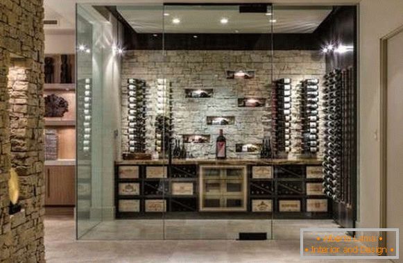 Private house - interior design inside - wine cellar