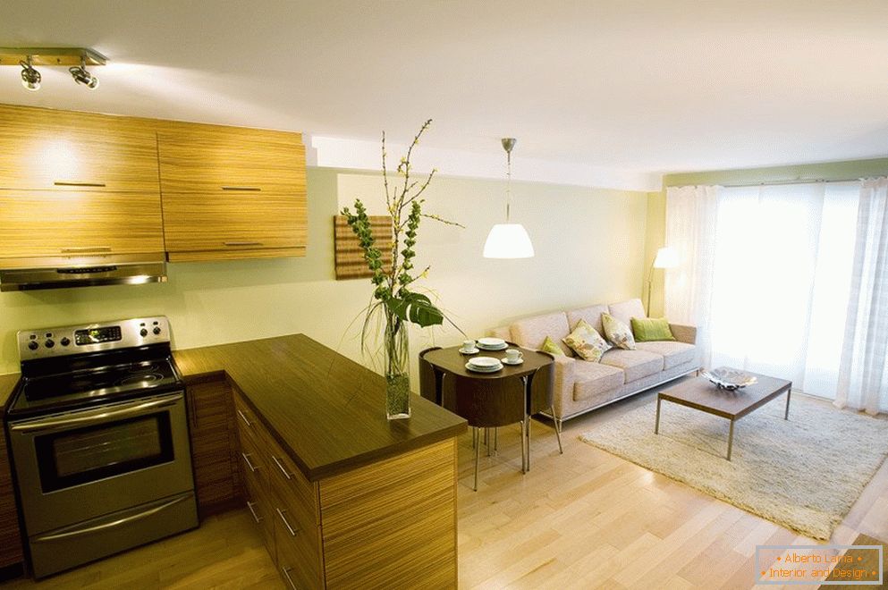 Kitchen-living room design 19 кв м