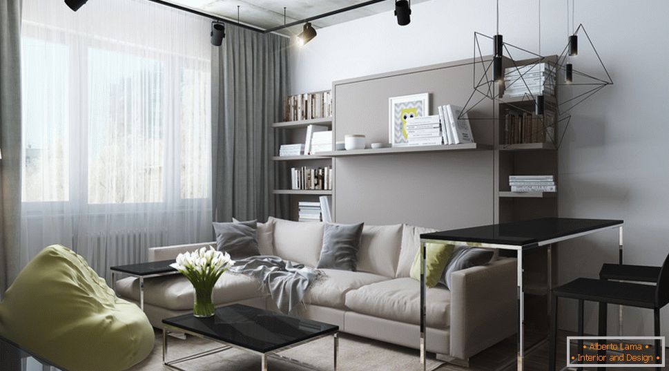 Interior design of a small apartment in gray tones - фото 2