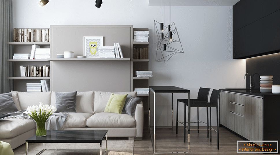 Interior design of a small apartment in gray tones - фото 3