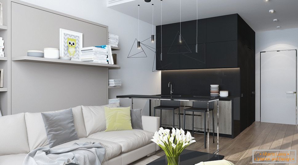 Interior design of a small apartment in gray tones - фото 5