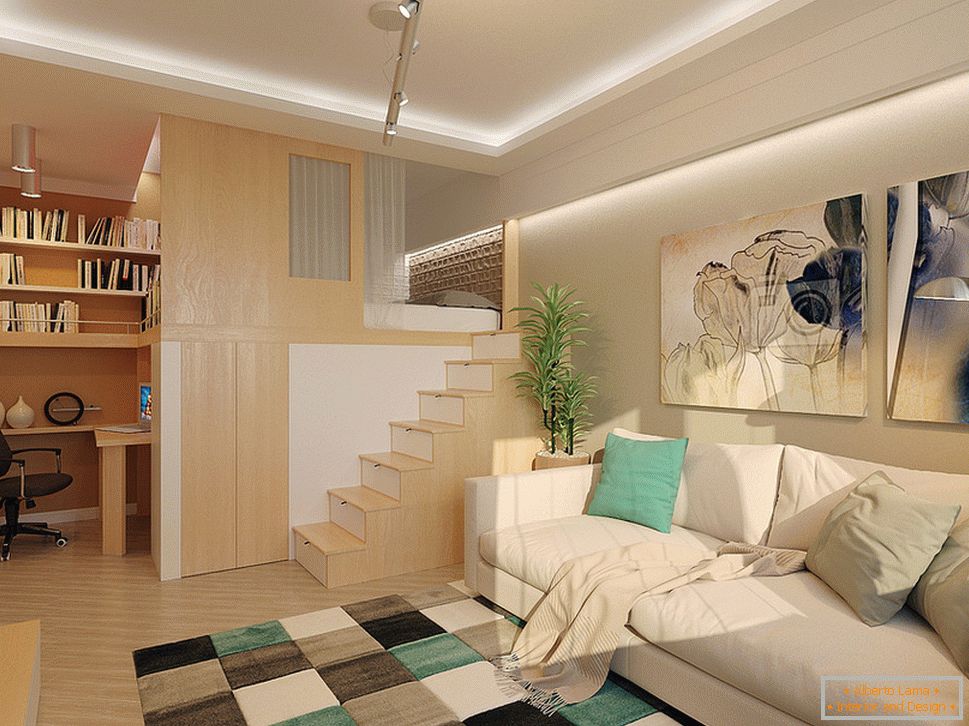 Interior design of a small two-level apartment