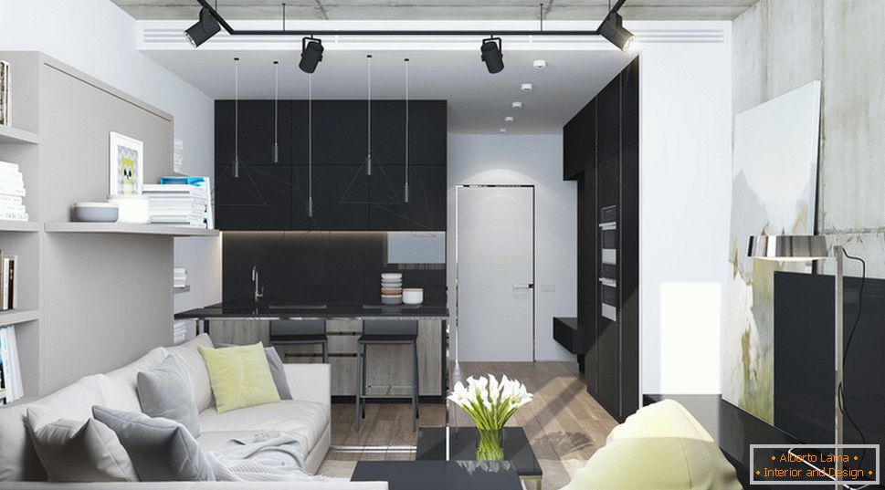 Interior design of a small apartment in gray tones - фото 6