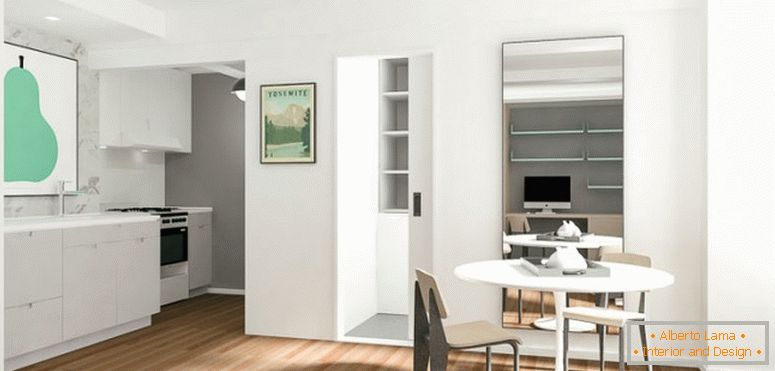 Interior design of a small apartment in white color