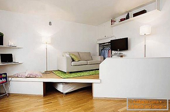 interior design of a small one-room apartment, photo 26