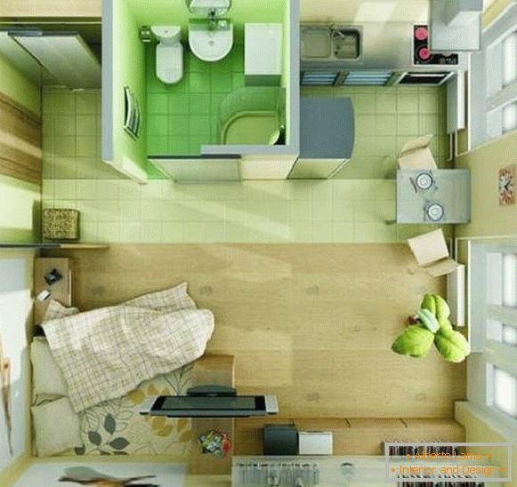 design of a one-room small apartment, photo 28