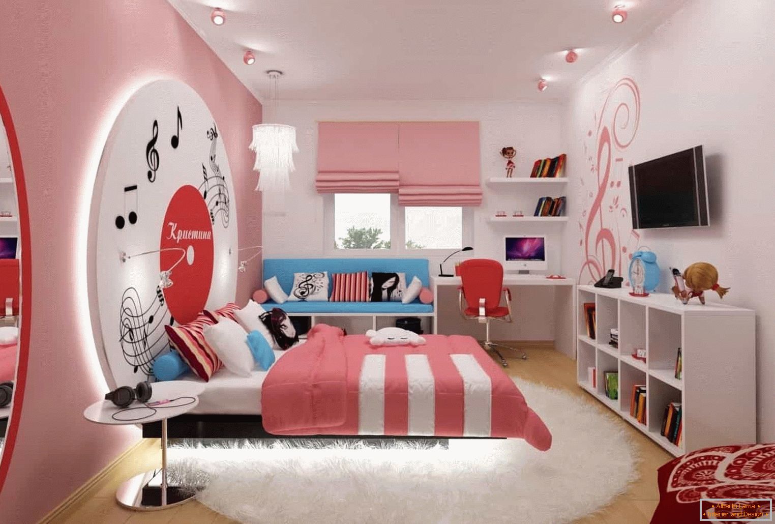 Room in pink tones