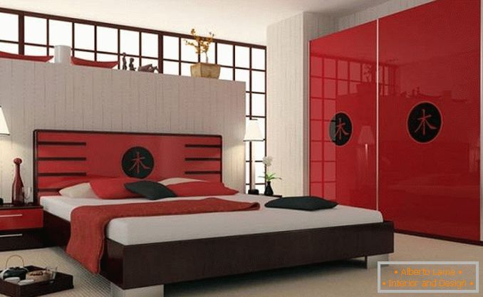 red bedroom design, photo 11