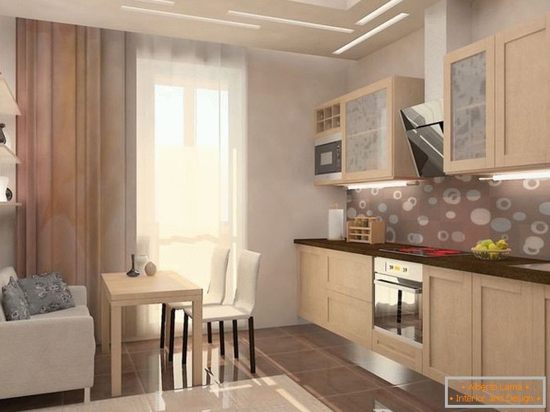 Kitchen with an interior in soft colors