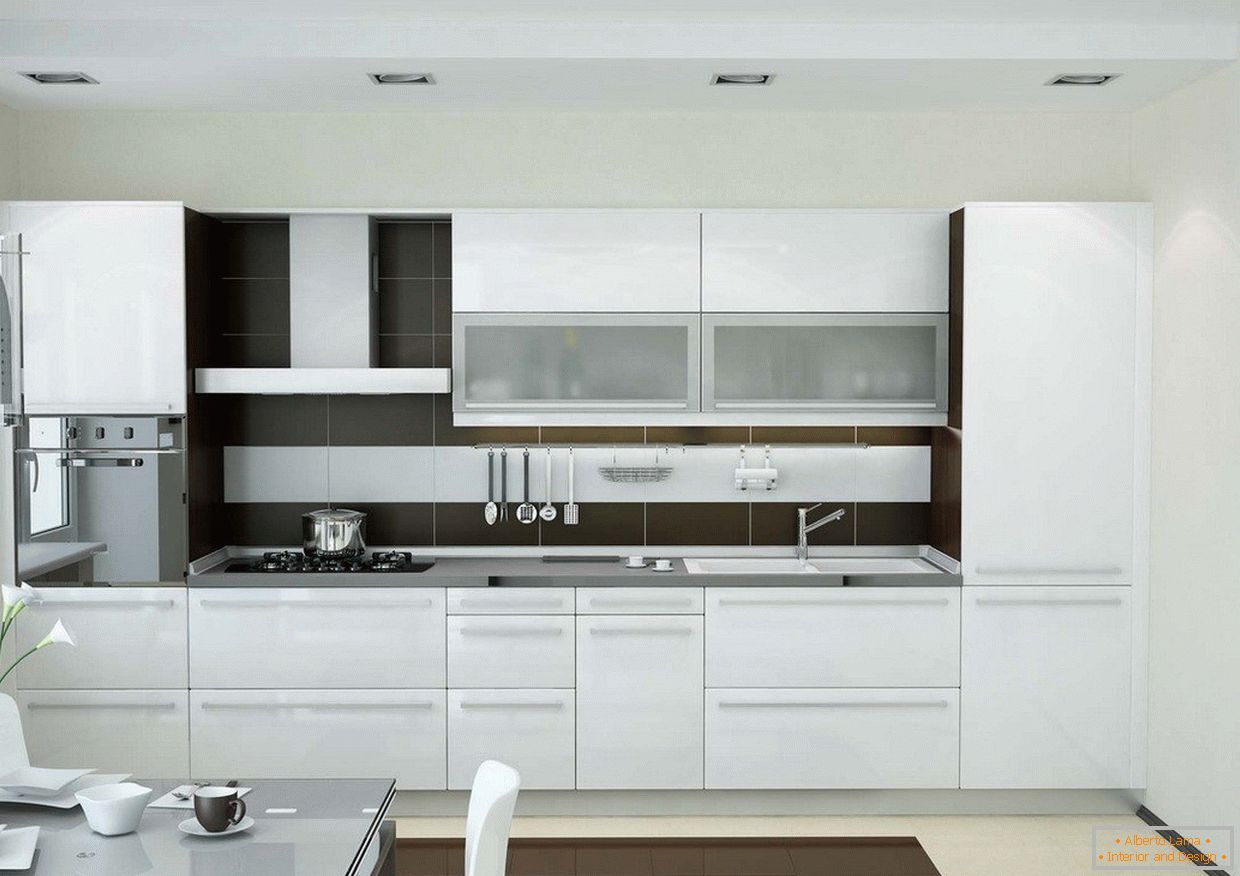 White kitchen for 15 sq. M