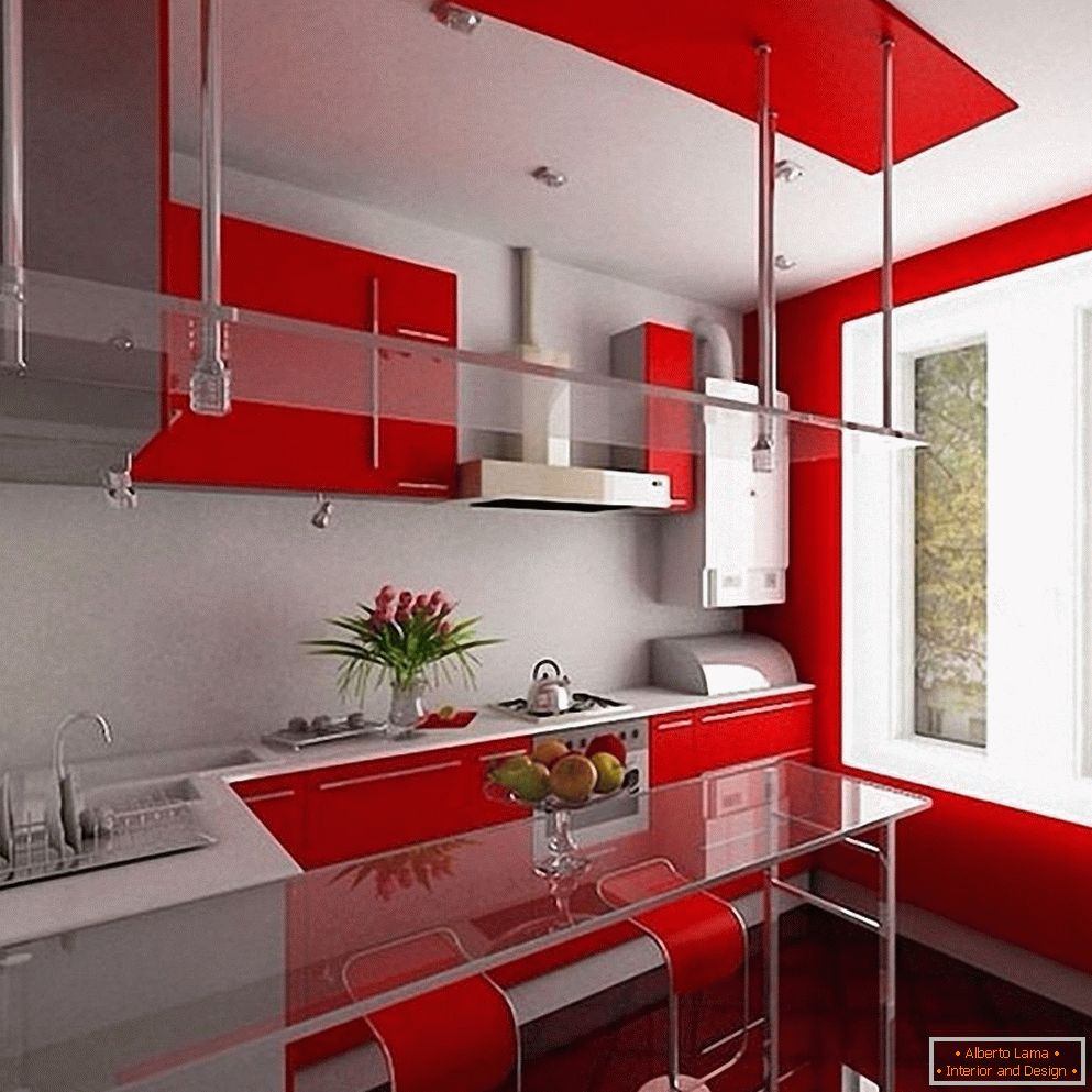 Kitchen with red interior