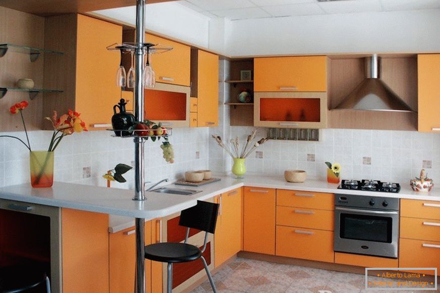 Orange furniture in the kitchen