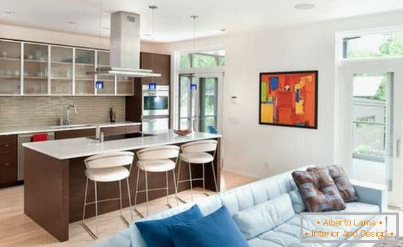 kitchen design living room with zoning, photo 17