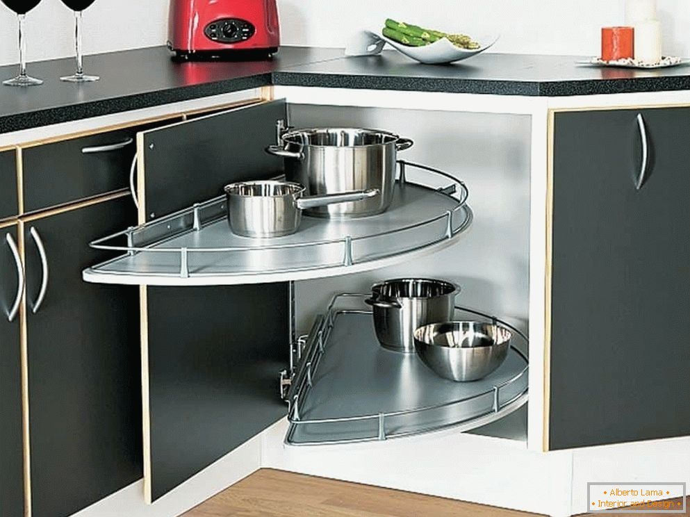 Accessories for convenient storage of dishes in the kitchen of a small area