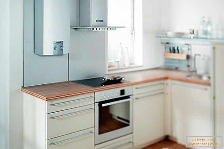 Kitchen in high-tech style with gas column
