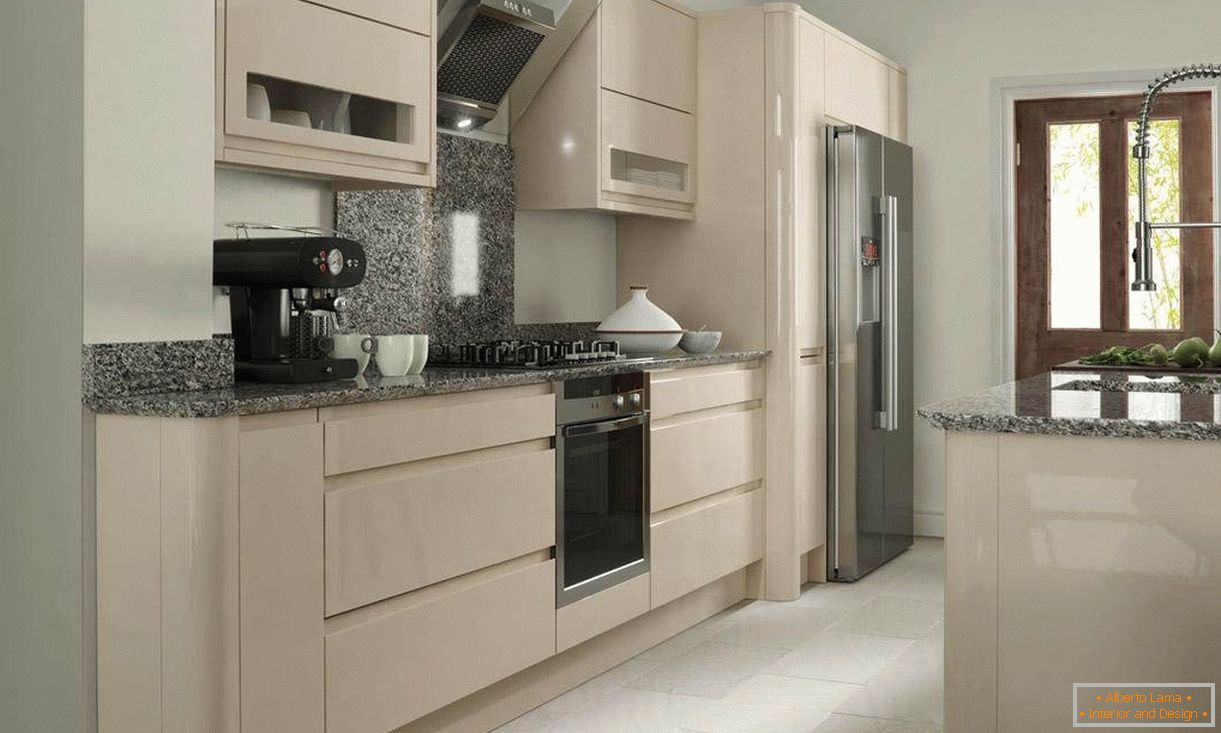 Linear beige kitchen