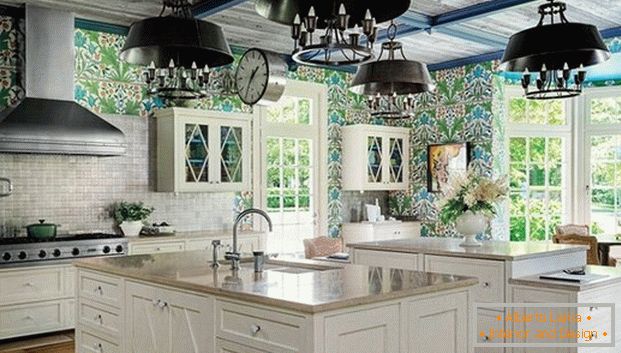 design of a large kitchen in a private house фото 
