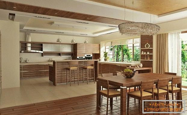 эко design of a large kitchen in a private house