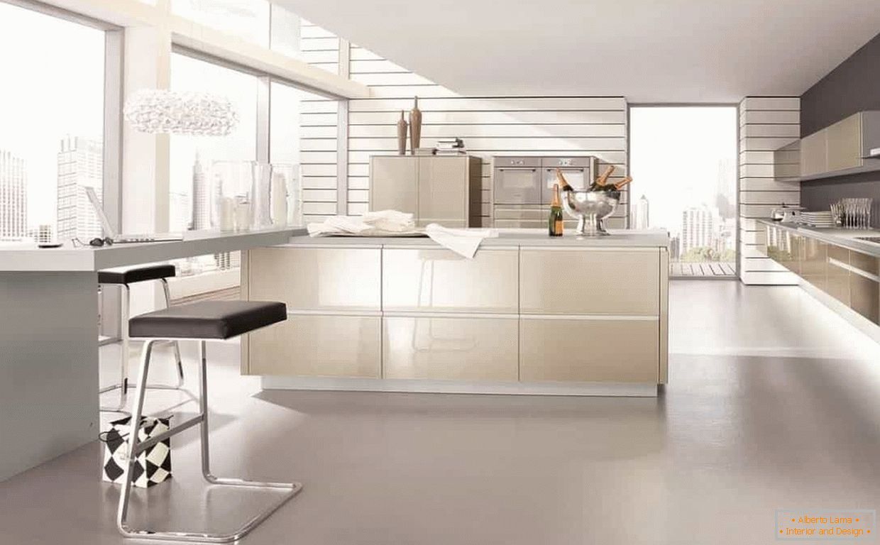 Huge kitchen in high-tech style