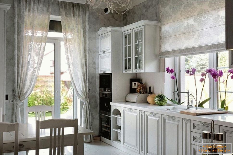 Different types of curtains in the kitchen