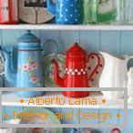 Colorful dishes in the closet