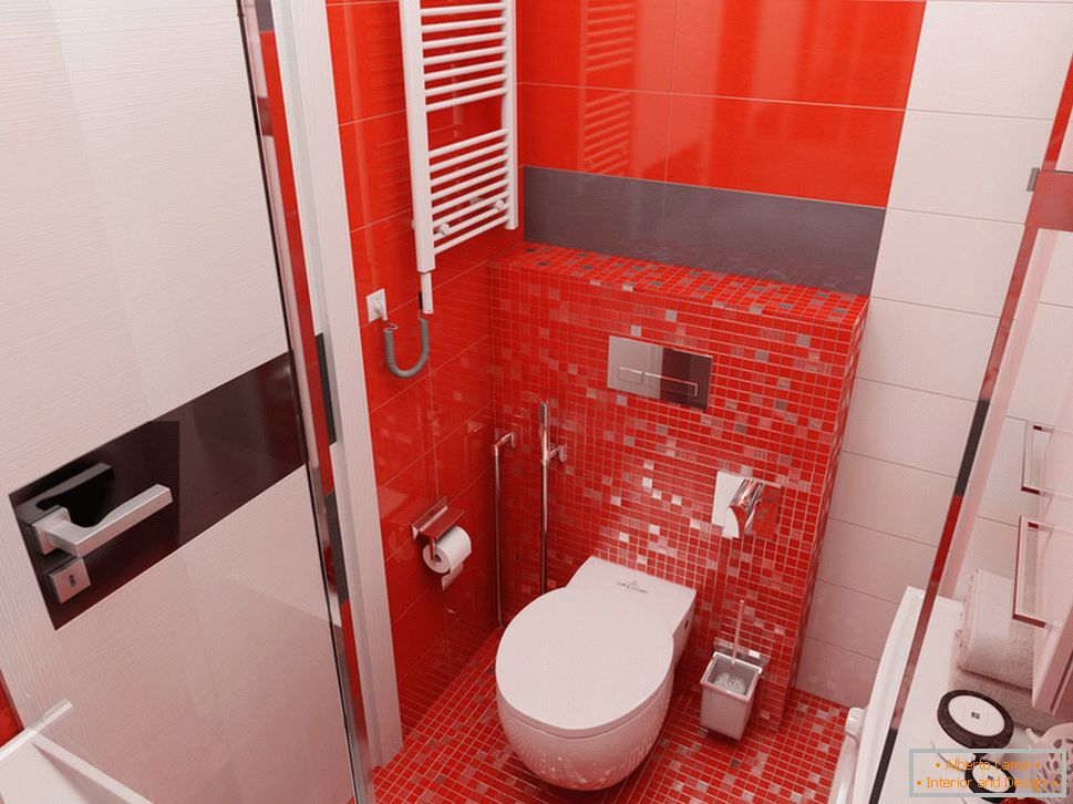 Bathroom design with red accents