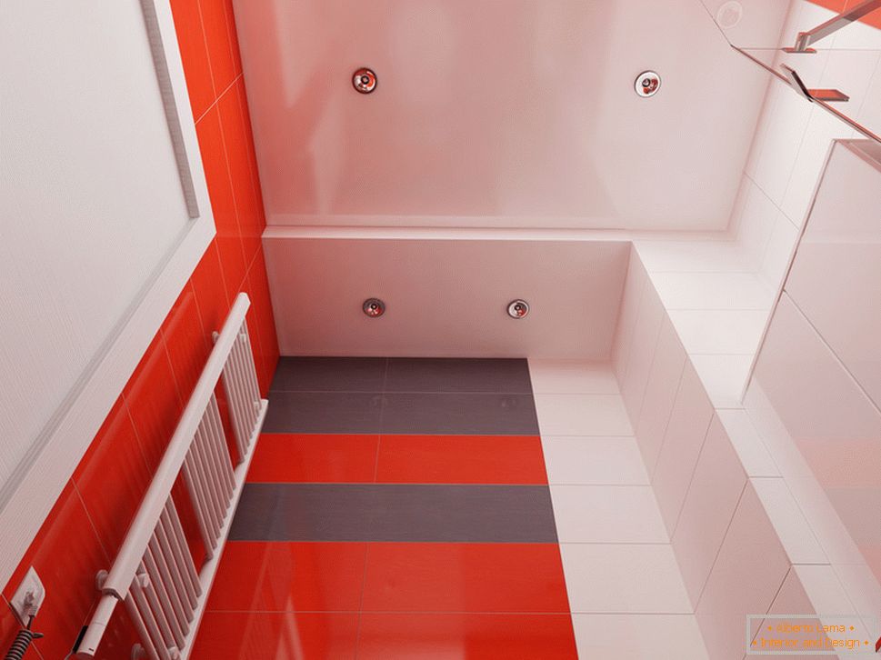 Bathroom design with red accents - фото 3