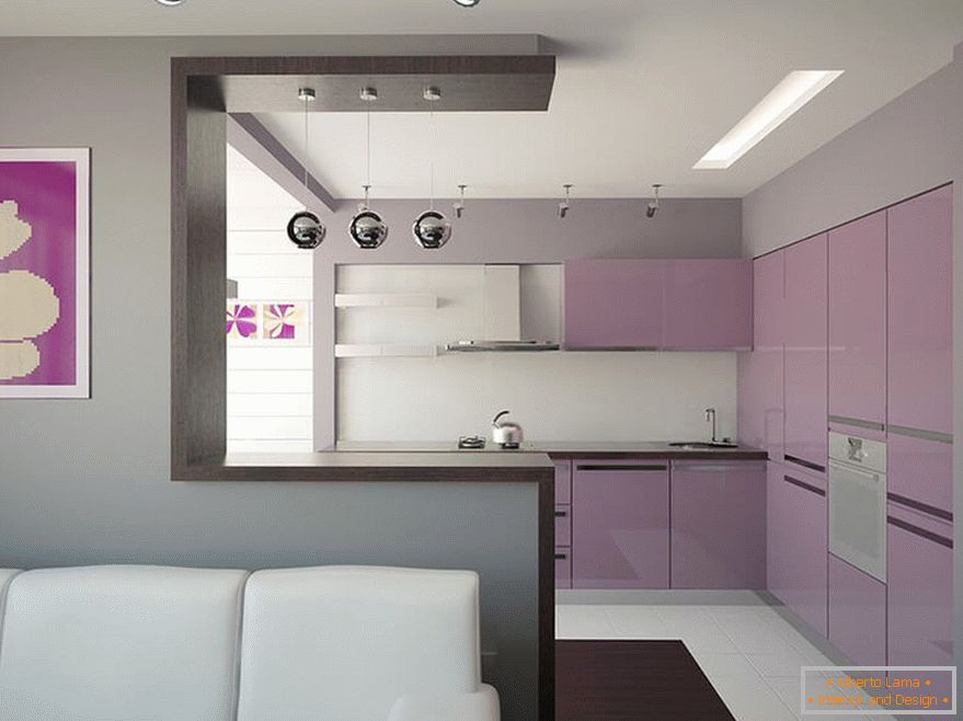 Purple furniture in the kitchen