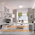 Apartment design in white and gray tones