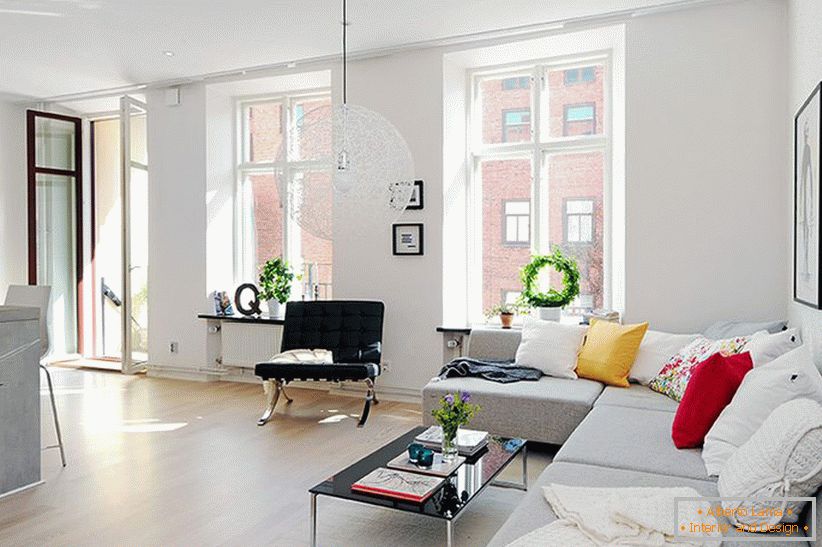 Kitchen area in studio apartment