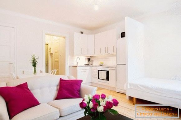 Beautiful design studio apartment 30 sq m in white color