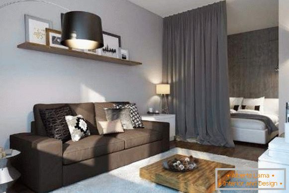 Ideas for the design of studio apartments - the option of dividing the bedroom and living room