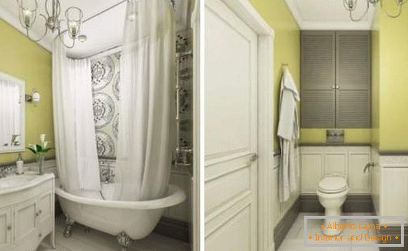 Ideas for the design of studio apartments 40 sq. M - photo of a bathroom in a classic style